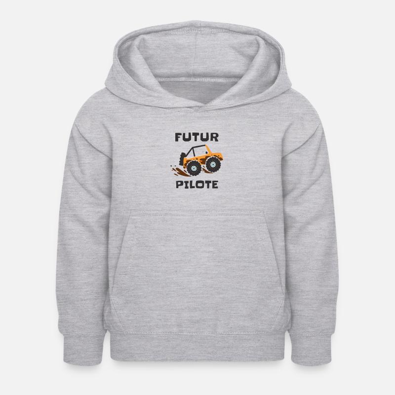 Futur pilote de 4x4 - Fan de tout terrain - Sweat à capuche Enfant - gris clair chiné