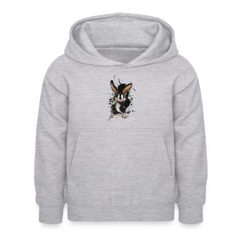 Osterhase Comic-splash Poster - Kinder Hoodie - Hellgrau meliert - Vorne - AI Model Kid Female (0cm)
