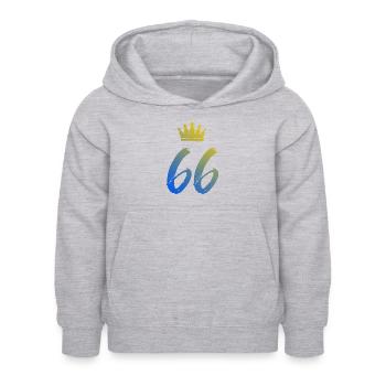 66 Number crown - Kids Hoodie - light heather grey - Front - AI Model Kid Female (0cm)