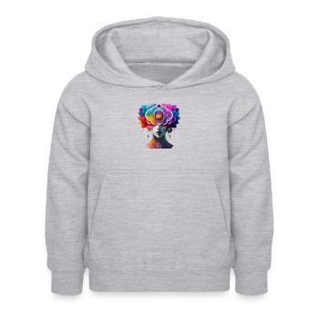 Dame Chakra - Sweat à capuche Enfant - gris clair chiné - Devant - AI Model Kid Female (0cm)