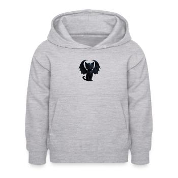 Cute black gothic cat with black wings - Kids Hoodie - light heather grey - Front - AI Model Kid Female (0cm)