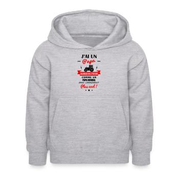 J'ai un papa agriculteur, agriculture,tracteur - Sweat à capuche Enfant - gris clair chiné - Devant - AI Model Kid Female (0cm)