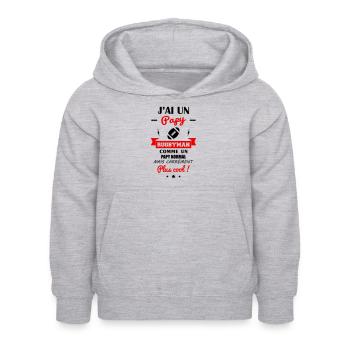 J'ai un papy rugbyman, grand-père, rugby,naissance - Sweat à capuche Enfant - gris clair chiné - Devant - AI Model Kid Female (0cm)