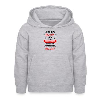 J'ai un parrain footballeur,cadeau naissance foot - Sweat à capuche Enfant - gris clair chiné - Devant - AI Model Kid Female (0cm)