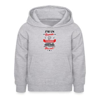 J'ai un parrain cuisinier, idée cadeau naissance - Sweat à capuche Enfant - gris clair chiné - Devant - AI Model Kid Female (0cm)