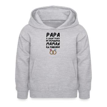 Papa demande en mariage maman - Sweat à capuche Enfant - gris clair chiné - Devant - AI Model Kid Female (0cm)