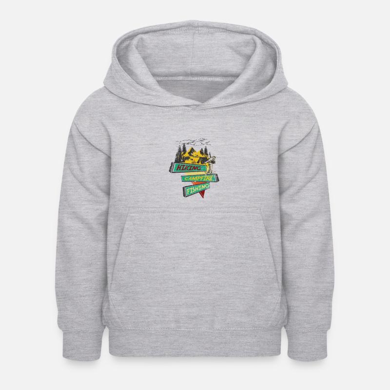 Randonnée Pêche au feu de camp - Sweat à capuche Enfant - gris clair chiné