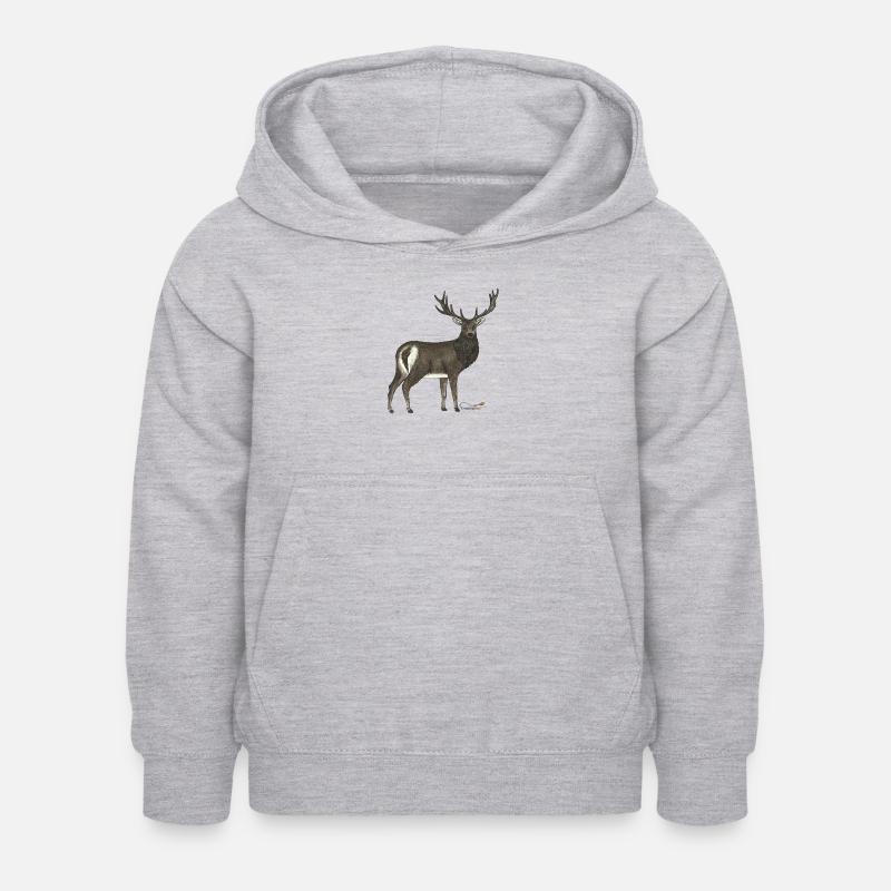 Cerf élaphe - Sweat à capuche Enfant - gris clair chiné