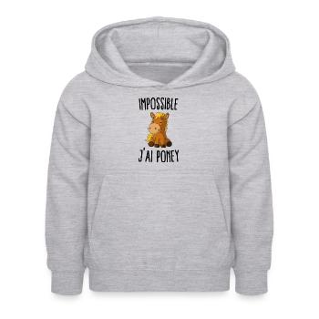 Impossible j'ai poney - Sweat à capuche Enfant - gris clair chiné - Devant - AI Model Kid Female (0cm)