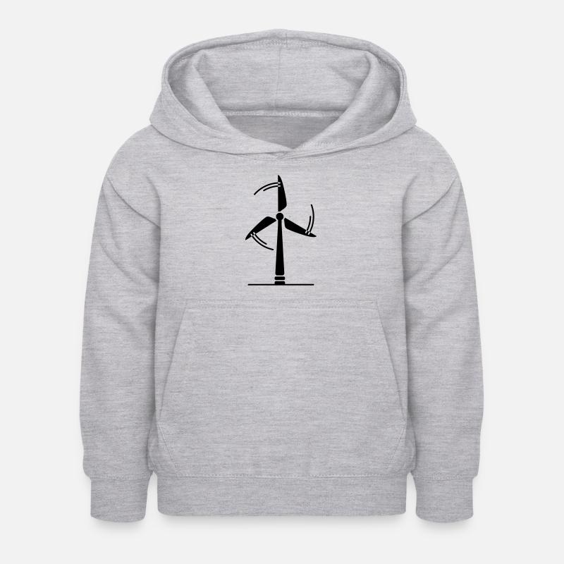Windrad Silhouette - Kinder Hoodie - Hellgrau meliert