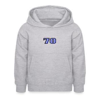 70. 70 ANS. 70e ANNIVERSAIRE. ANNIVERSAIRE 70 ANS. - Sweat à capuche Enfant - gris clair chiné - Devant - AI Model Kid Female (0cm)