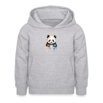 Verspieltes Panda Aquarell - Kinder Hoodie - Hellgrau meliert - Vorne - AI Model Kid Female (0cm)