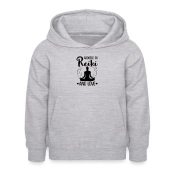 Reiki - Kinder Hoodie - Hellgrau meliert - Vorne - AI Model Kid Female (0cm)