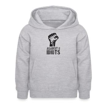 Against all Idiots - Kinder Hoodie - Hellgrau meliert - Vorne - AI Model Kid Female (0cm)