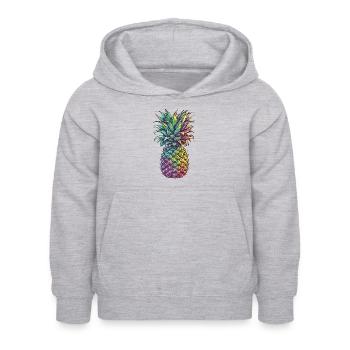 Ananas coloré aux couleurs vives - Sweat à capuche Enfant - gris clair chiné - Devant - AI Model Kid Female (0cm)