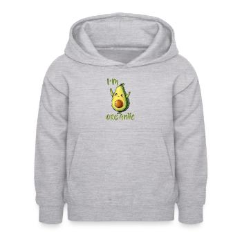L’avocat - Je suis bio - Sweat à capuche Enfant - gris clair chiné - Devant - AI Model Kid Female (0cm)