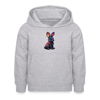 Le Noble Lapin Kevin - Sweat à capuche Enfant - gris clair chiné - Devant - AI Model Kid Female (0cm)
