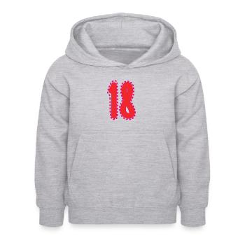 18. 18 YEARS OLD. 18th ANNIVERSARY. 18 BIRTHDAY. - Kids Hoodie - light heather grey - Front - AI Model Kid Female (0cm)