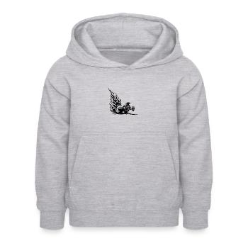 Voiture de dragster rapide avec moteur enflammé - Sweat à capuche Enfant - gris clair chiné - Devant - AI Model Kid Female (0cm)