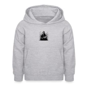 Wolkenkratzer in Energie Chaos Style Explosion - Kinder Hoodie - Hellgrau meliert - Vorne - AI Model Kid Female (0cm)