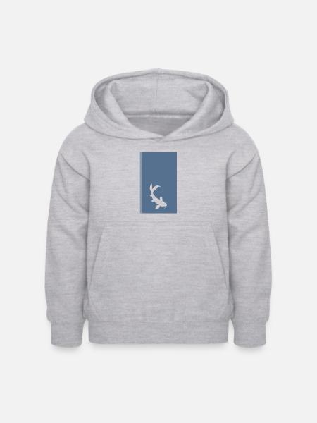 Koi Fischkopf - Kinder Hoodie - Hellgrau meliert