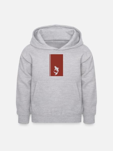 Koi Fisch Fischkopf - Kinder Hoodie - Hellgrau meliert