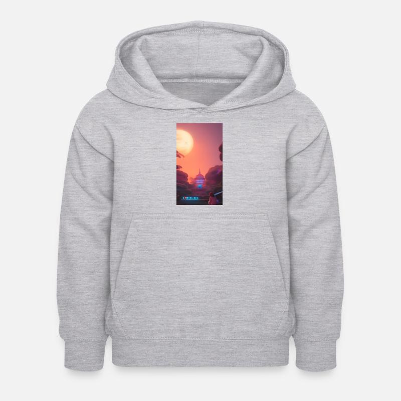 Crépuscule enchanté - Sweat à capuche Enfant - gris clair chiné
