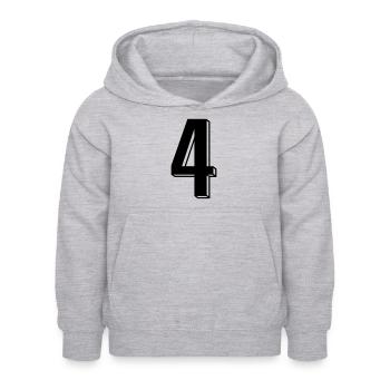 Nummer 4 - Zahl VIER Trikotnummer 4 Jahre - Kinder Hoodie - Hellgrau meliert - Vorne - AI Model Kid Female (0cm)