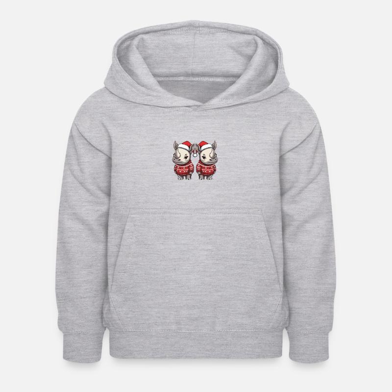 L’équipe de Noël de Rhino - Sweat à capuche Enfant - gris clair chiné