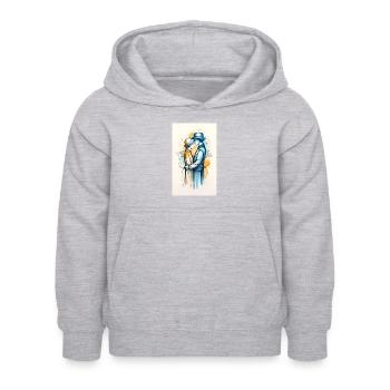 Lebhaftes goldenes und blaues Paar - Kinder Hoodie - Hellgrau meliert - Vorne - AI Model Kid Female (0cm)
