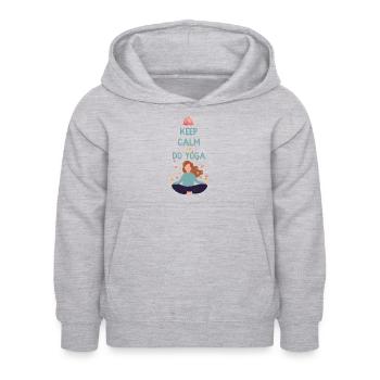Keep calm and do yoga - Sweat à capuche Enfant - gris clair chiné - Devant - AI Model Kid Female (0cm)