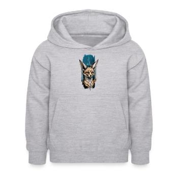 Wüsten-Sprite: Fennec Fox - Kinder Hoodie - Hellgrau meliert - Vorne - AI Model Kid Female (0cm)