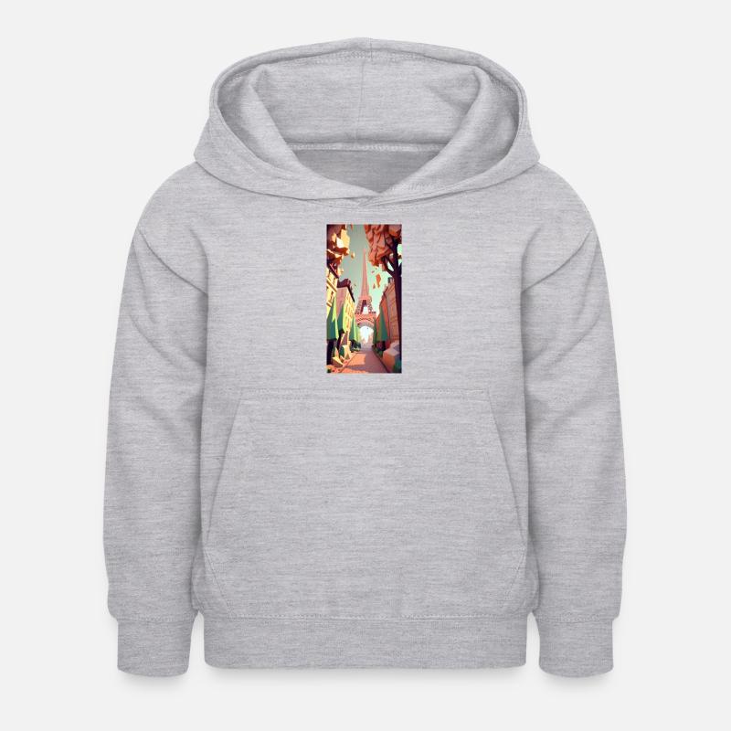 Peinture Paris - Sweat à capuche Enfant - gris clair chiné