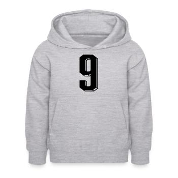 Nummer 9 - Zahl NEUN Trikotnummer 9 Jahre - Kinder Hoodie - Hellgrau meliert - Vorne - AI Model Kid Female (0cm)