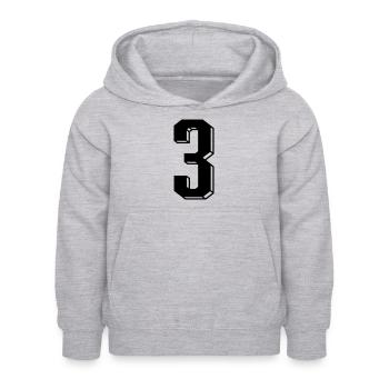Nummer 3 - Zahl DREI Trikotnummer 3 Jahre - Kinder Hoodie - Hellgrau meliert - Vorne - AI Model Kid Female (0cm)