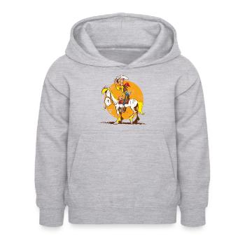 Lucky Luke Jolly Jumper Sonnenuntergang - Kinder Hoodie - Hellgrau meliert - Vorne - AI Model Kid Female (0cm)