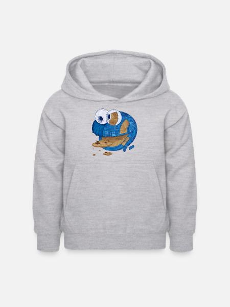 Sesamstraße Krümelmonster Maschine - Kinder Hoodie - Hellgrau meliert