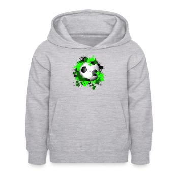 Fußball Klecks - Kinder Hoodie - Hellgrau meliert - Vorne - AI Model Kid Female (0cm)