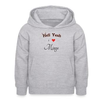 hell yeah i love minga - Kinder Hoodie - Hellgrau meliert - Vorne - AI Model Kid Female (0cm)