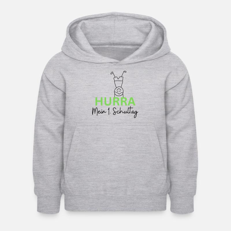 Hurra Schulkind - Kinder Hoodie - Hellgrau meliert