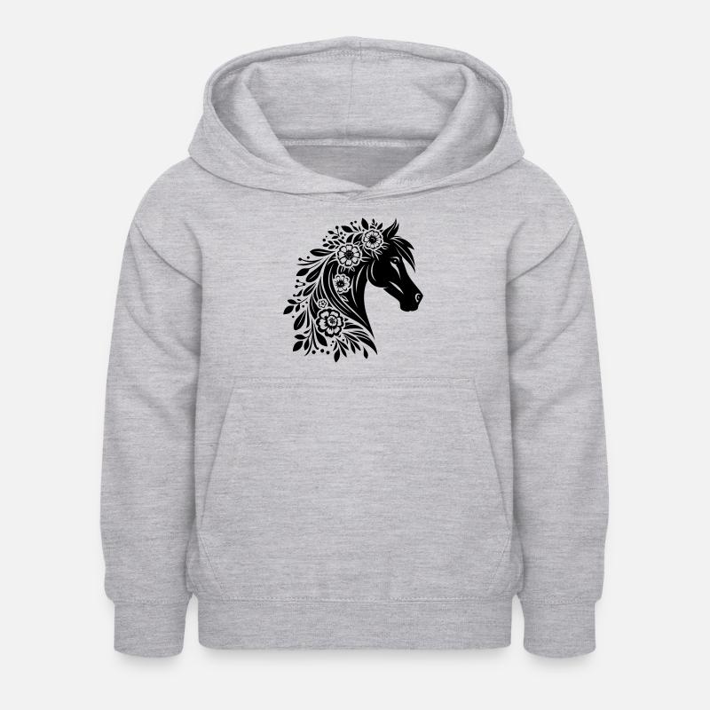 Fleurs de tête de cheval - Sweat à capuche Enfant - gris clair chiné
