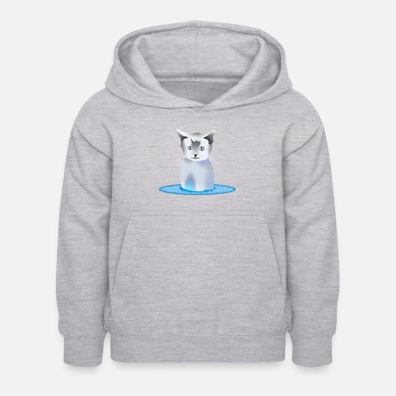 Chat - Sweat à capuche Enfant - gris clair chiné