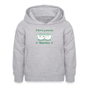 Ich liebe dich so Matcha - Kinder Hoodie - Hellgrau meliert - Vorne - AI Model Kid Female (0cm)