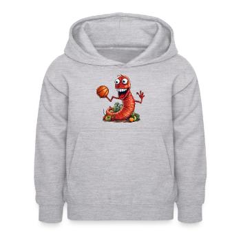 Basketball Wurm - Kinder Hoodie - Hellgrau meliert - Vorne - AI Model Kid Female (0cm)