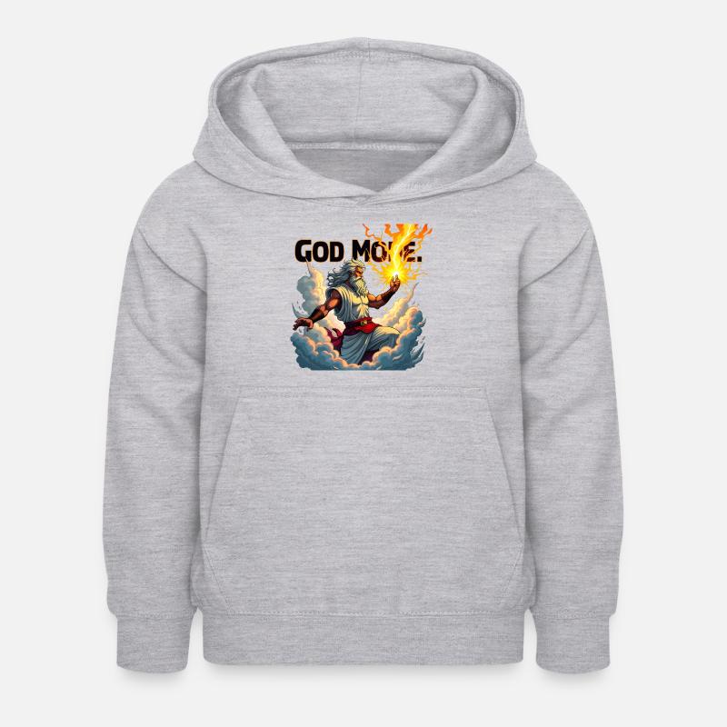 God Mode - Zeus throws lightning in the clouds - Kids Hoodie - light heather grey