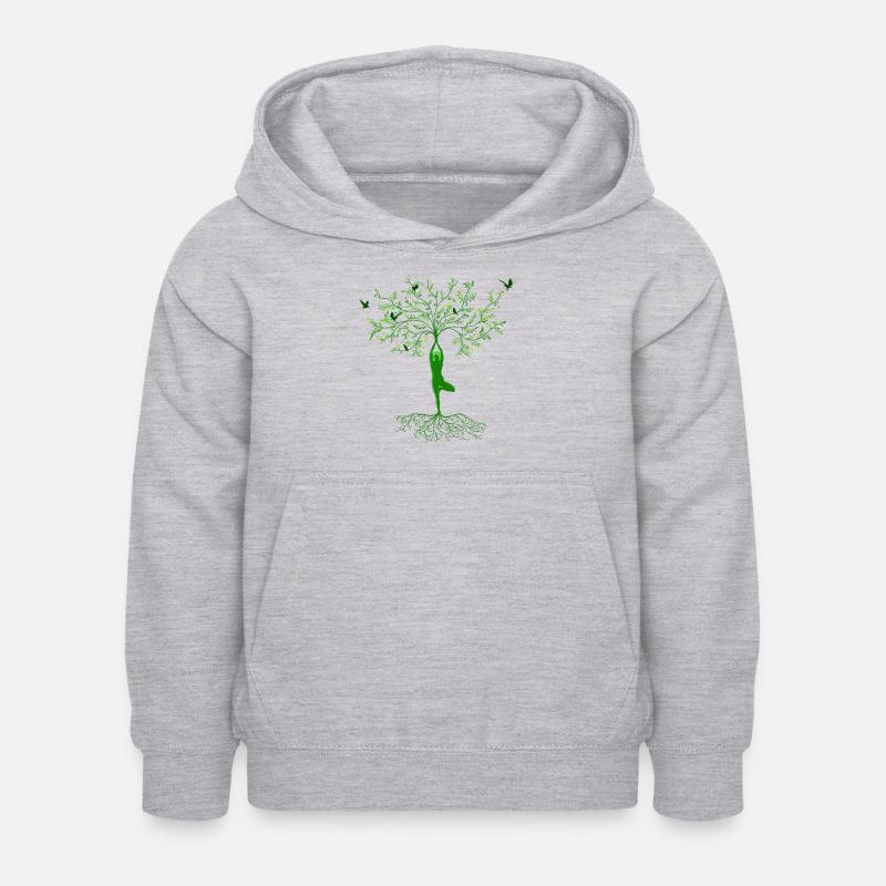 YOGA TREE POSE - VRKSASANA, VRICKSASANA ASANA - Sweat à capuche Enfant - gris clair chiné