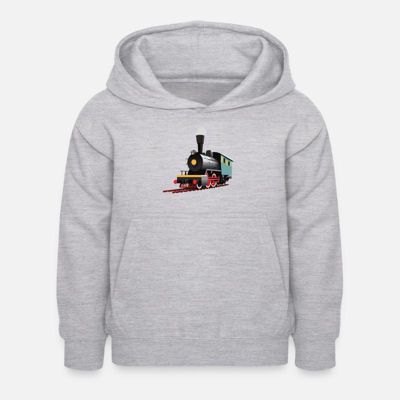 Kleine Dampflok - Kinder Hoodie - Hellgrau meliert