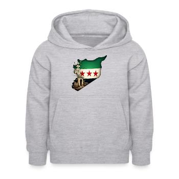 Syrie libre - Sweat à capuche Enfant - gris clair chiné - Devant - AI Model Kid Female (0cm)