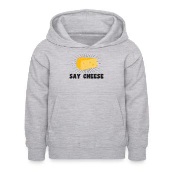 Say cheese - Kinder Hoodie - Hellgrau meliert - Vorne - AI Model Kid Female (0cm)