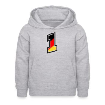 1 Trikotnummer Deutschland Farben - Kinder Hoodie - Hellgrau meliert - Vorne - AI Model Kid Female (0cm)
